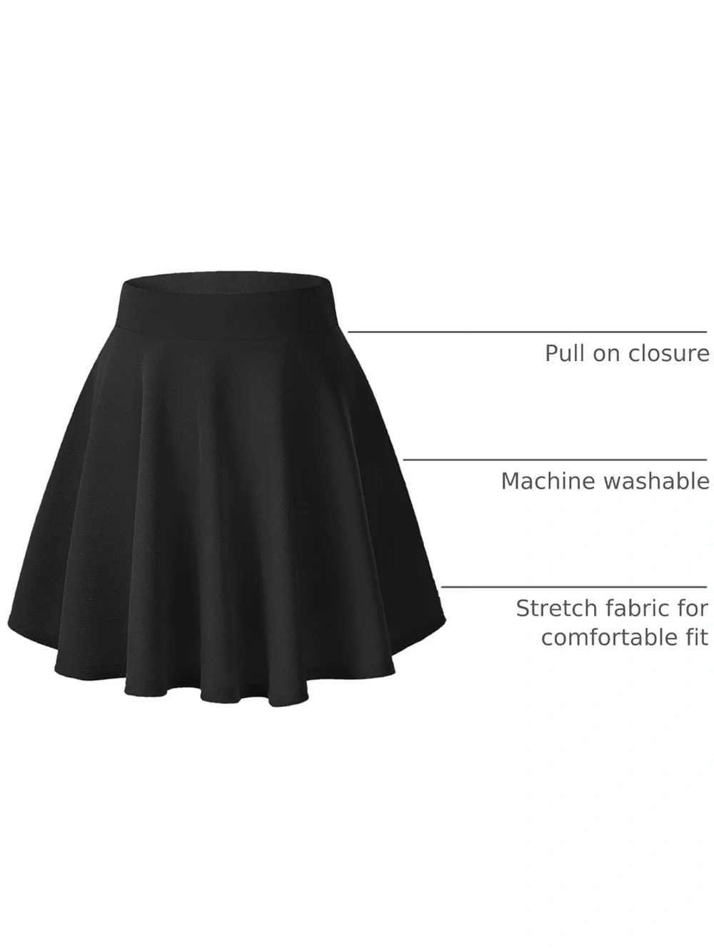 Women's Black Circle Skater Skirt - Flowy A-Line Style